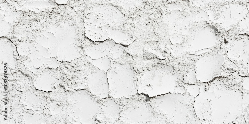 Poster surface texture of a white concrete wall, featuring a cement pattern with cracks, providing space fo