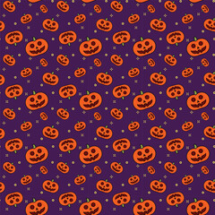 Vector Halloween seamless pattern with pumpkin