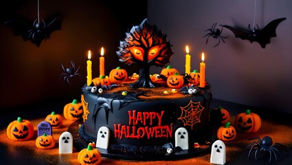Frightful Flavors Halloween Themed Cake Masterpieces with burning candles