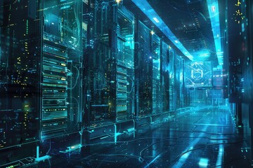 Obraz premium high-security server room, featuring advanced fire suppression systems