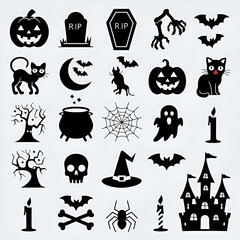 Halloween vector icon collection. Symbols of Halloween, horror.