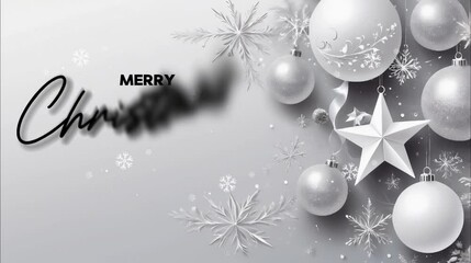 Merry Christmas and Happy New Year in silver christmas balls on silver background. Elegant animated holiday season social post digital card 4k video