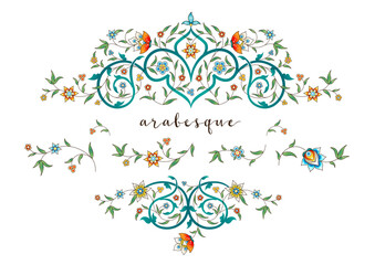 Vector vintage decoration; ornate floral border, frame, vignette, divider for design template. Oriental style element. Luxury floral pattern. Place for text. Ornamental illustration for invite, card.