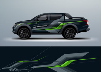 Fototapeta premium car truck double cabin branding sport rally dakar touch of black, mockup with racing wrap decal or livery design.
