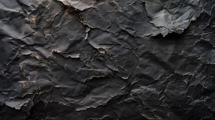 Crumpled Black Paper Texture Background For Design Project.