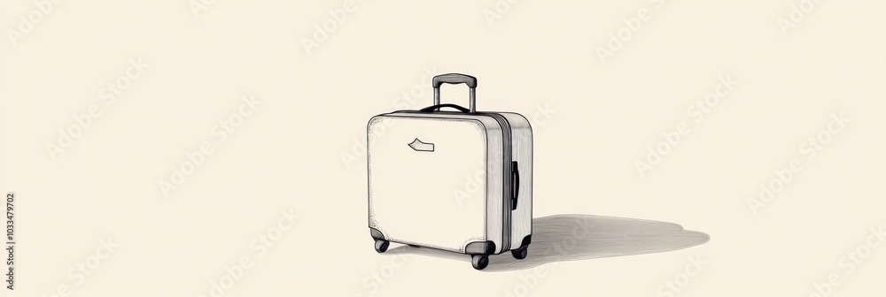 Poster this illustration features a suitcase with clean lines, emphasizing its sleek design, perfect for an