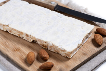 Christmas almond nougat isolated on white background
