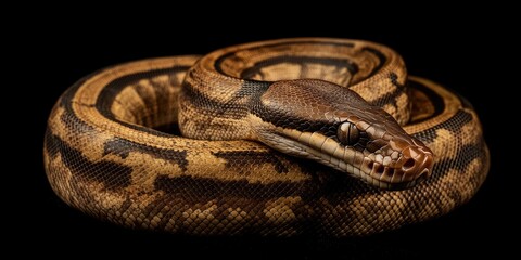 Obraz premium Bolivian Boa (Boa constrictor amarali) set against a black background.
