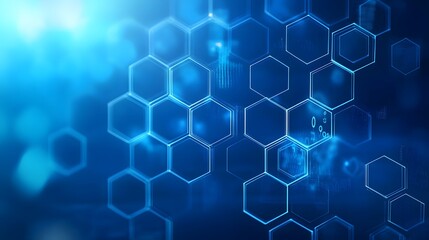 Abstract Blue Background with Glowing Hexagon Pattern