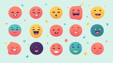 Colorful Emoji Icons: A Collection of Happy, Sad, and Surprised Faces