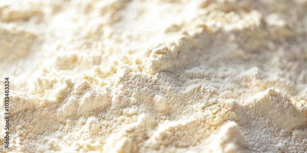 Poster close-up photo of flour, used for baking bread, with a shallow depth of field.