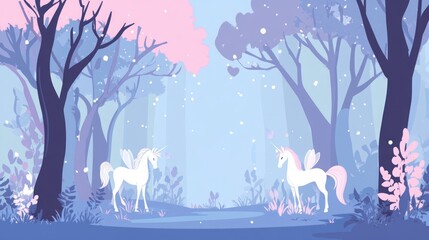 Enchanted Forest with Unicorns: A Dreamy Fantasy Illustration