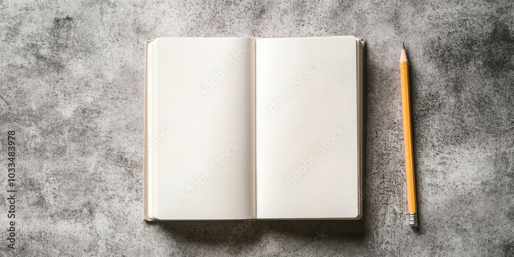 Leinwandbilder copybook and pencil on a concrete surface. branding stationery mockup. empty items for adding your d