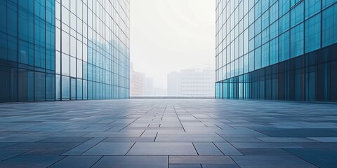 Fototapeta premium empty square featuring a contemporary office building in an urban setting