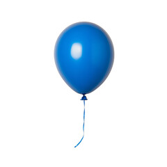 Drooping blue balloon barely floating in the air isolated on a transparent background 
