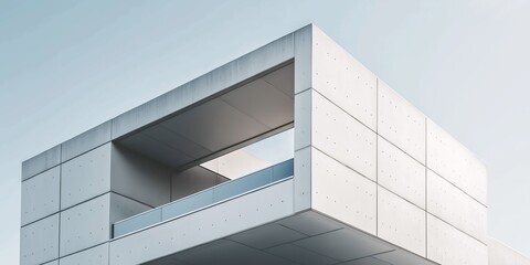 Obraz premium A large white building with a window on the side. The building is tall and has a modern design