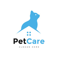 pet care cat logo design modern flat vector