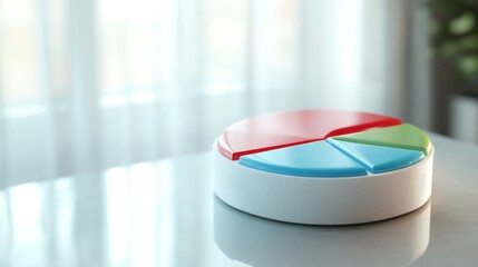 Fototapeta premium Colorful Pie Chart on a Table Surface for Analysis