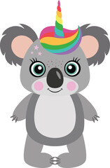 Obraz premium Cute koala with unicorn horn