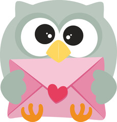 Cute owl holdinga a letter envelope