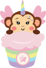 Funny unicorn monkey in ice cream