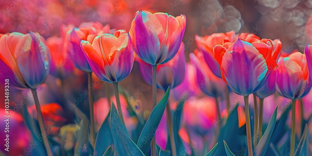 Poster Lovely tulips created using color filters.
