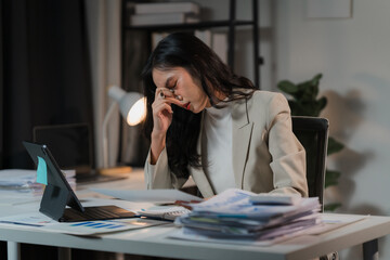 Overwhelmed Businesswoman: Late Night at the Office 