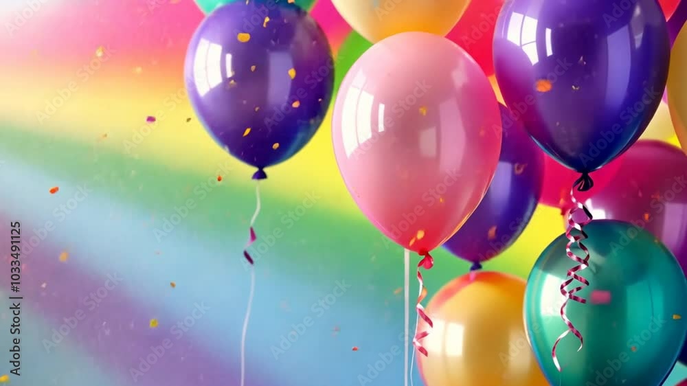 Poster a bunch of colorful balloons are floating in the air, creating a festive and joyful atmosphere. the 