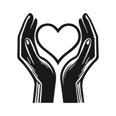 hands with heart logo silhouette