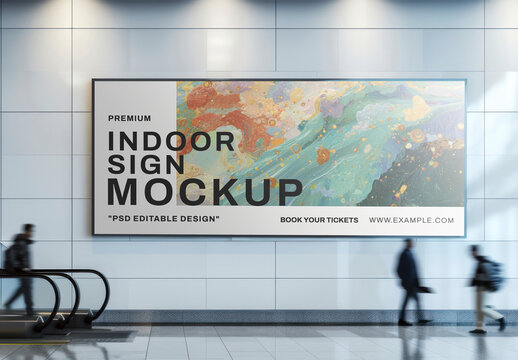 Indoor Building Billboard Sign Mockup With Generative AI