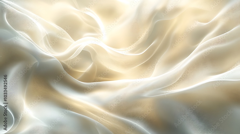 Poster a soft, flowing fabric surface with a delicate, light color creates an ethereal, tranquil atmosphere