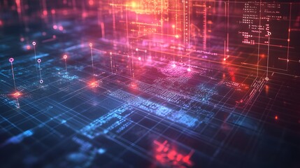 Obraz premium Abstract Digital Network with Lines and Glowing Points