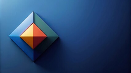 Silhouette abstract shape navy blue minimalist background colorful geometric shape with razor sharp edge