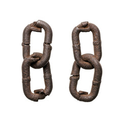 Fototapeta premium Pair of broken chains symbolizing the abolition of slavery isolated on a transparent background 