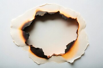 White burn paper damage at wall background for your presentation or wallpaper 