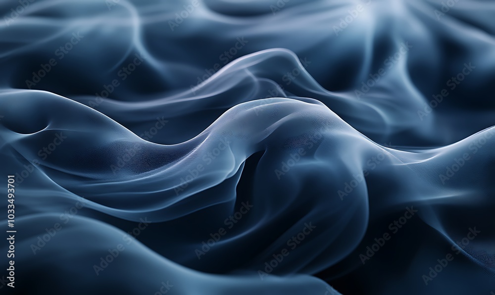 Leinwandbilder a captivating abstract image featuring flowing waves in shades of blue, creating a serene and soothi