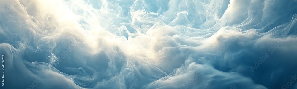 Aufkleber A serene view of soft, fluffy clouds illuminated by gentle sunlight, creating a peaceful and ethereal atmosphere.