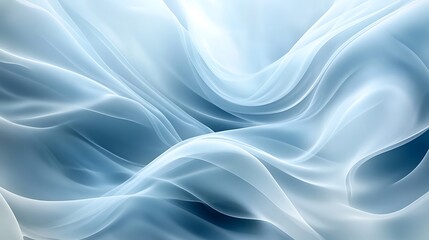 Obraz premium Soft, flowing waves of pale blue fabric create a serene and calming abstract background.