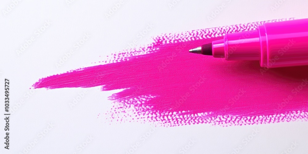 Aufkleber bright electric fluorescent neon pink felt tip pen marker highlighter painting a large horizontal ba