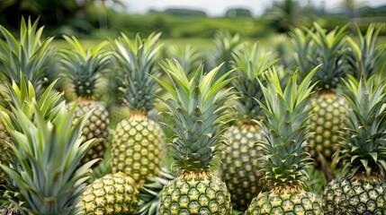 pineapple plantation with many pineapples --no text and people, human --chaos 10 --ar 16:9 Job ID: d74e73e9-f29f-43b2-9ac2-687a9b79b7a2