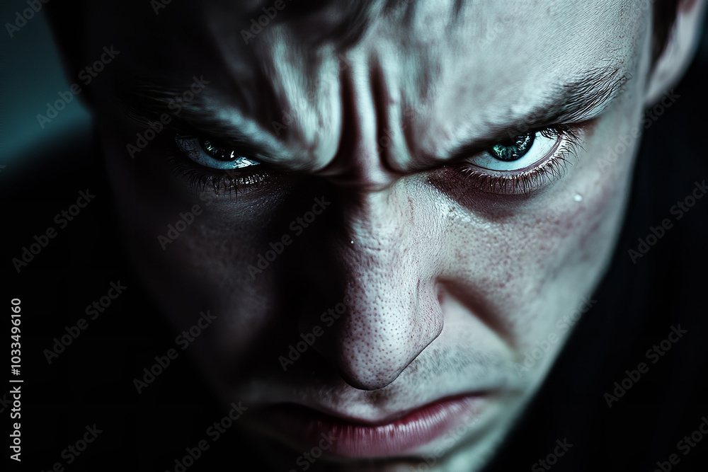 Sticker Intense Expression of Anger on Minimalist Stark Background 