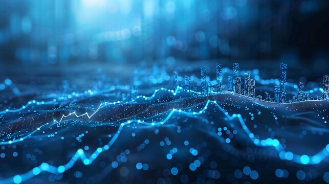 A dynamic candlestick chart displaying fluctuations in stock market data, illustrating trends and price movements. This image highlights the volatility and analysis essential for traders and investors