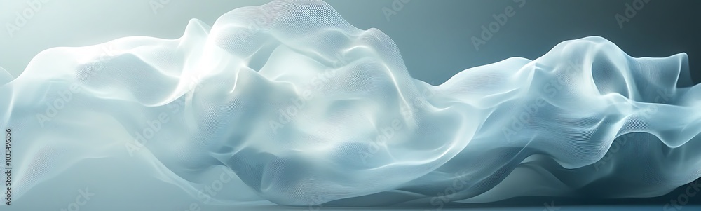 Poster A flowing, ethereal fabric texture that appears delicate and soft, blending light and shadow in a serene, dreamlike manner.