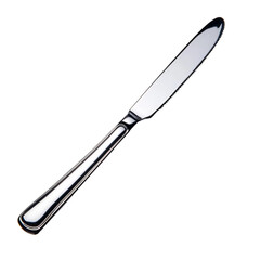 Fototapeta premium Shiny butter knife with smooth rounded edge and gleaming surface isolated on a transparent background 