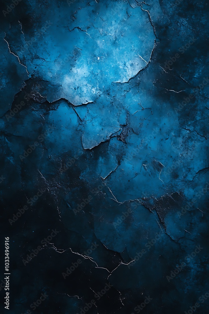 Leinwandbilder a stunning dark blue abstract texture with a mixture of cracked shapes and luminous highlights, crea