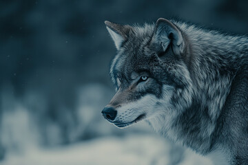 Obraz premium Lone Wolf Symbolizing Anger in Cold Wilderness - Tense Posture