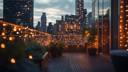 modern city balcony potted flowers plants night with lights, dark, night, buildings