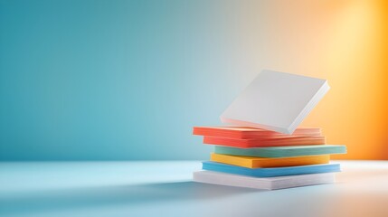 Floating abstract papers with gradient background design 3D for corporate business presentation branding advertising or office document layout template