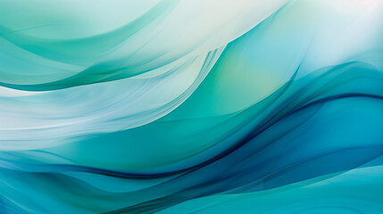 Fototapeta premium Abstract design featuring smooth, flowing waves in shades of blue and green, creating a calming and fluid visual effect with soft gradients