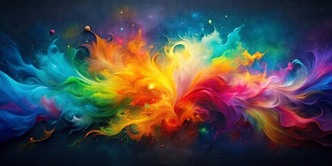 Fototapeta premium A Cosmic Dance of Vibrant Hues, Swirling and Intertwining, Creating a Kaleidoscope of Color on a Dark Canvas